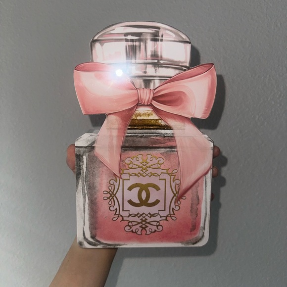 NWT Fashion perfume shaped with pink bow Desk Art Block Home Decor - Picture 2 of 7